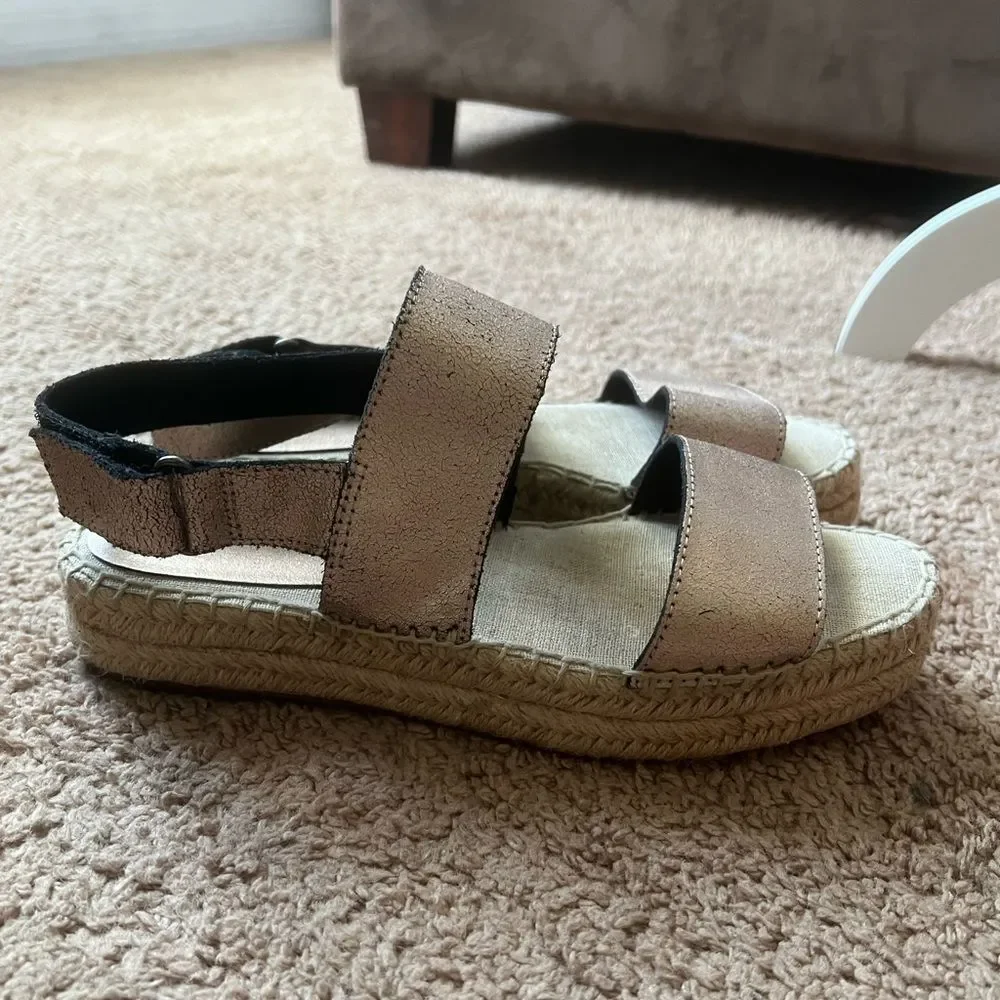 Splendid Aubrey Metallic Leather Espadrille Flatform Slingback Sandals size 8